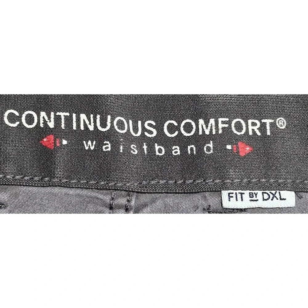 Harbor Bay DXL Mens 46x28 Grey Continuous Comfort Waistband Chino Pants Stretch‎